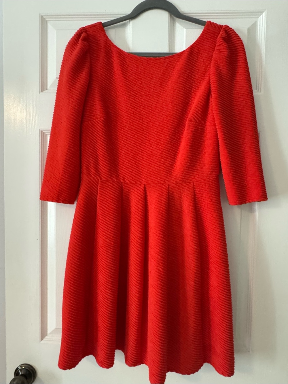 Ark & Co Red Textured Long Sleeve Fit-and-Flare Dress